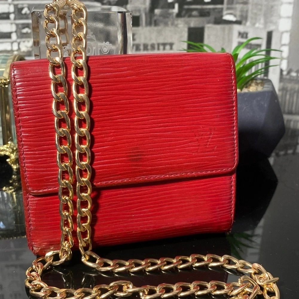 Authentic Louis Vuitton Vintage Red Epi Wallet